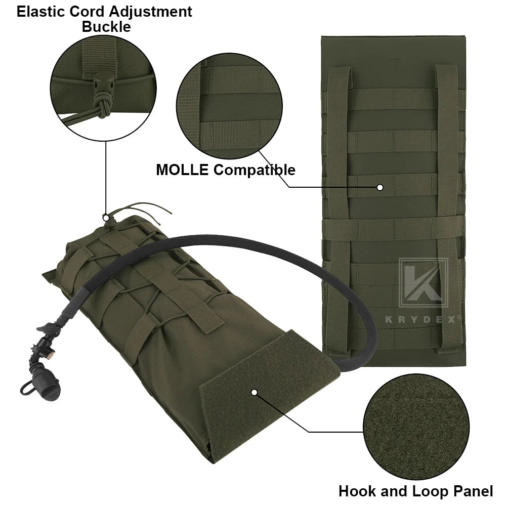 KRYDEX Tactical MOLLE 3L Hydration Pack 100 oz Water Bladder Pouch Modular Pack Bag Outdoor Hiking Camping Accessories