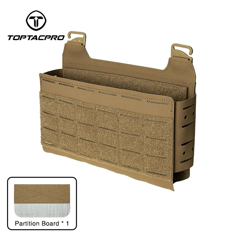 TOPTACPRO Tactical Front Panel Multifunctional Chest Rig Front Panel Laser Cut G Hook Buckles MOLLE Front Pouch 8539