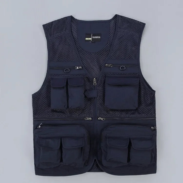 #Unloading Men's Vest Tactical Webbed Gear Coat Summer Photographer Waistcoat Tool Many Pocket Mesh Work Sleeveless Jacket Male