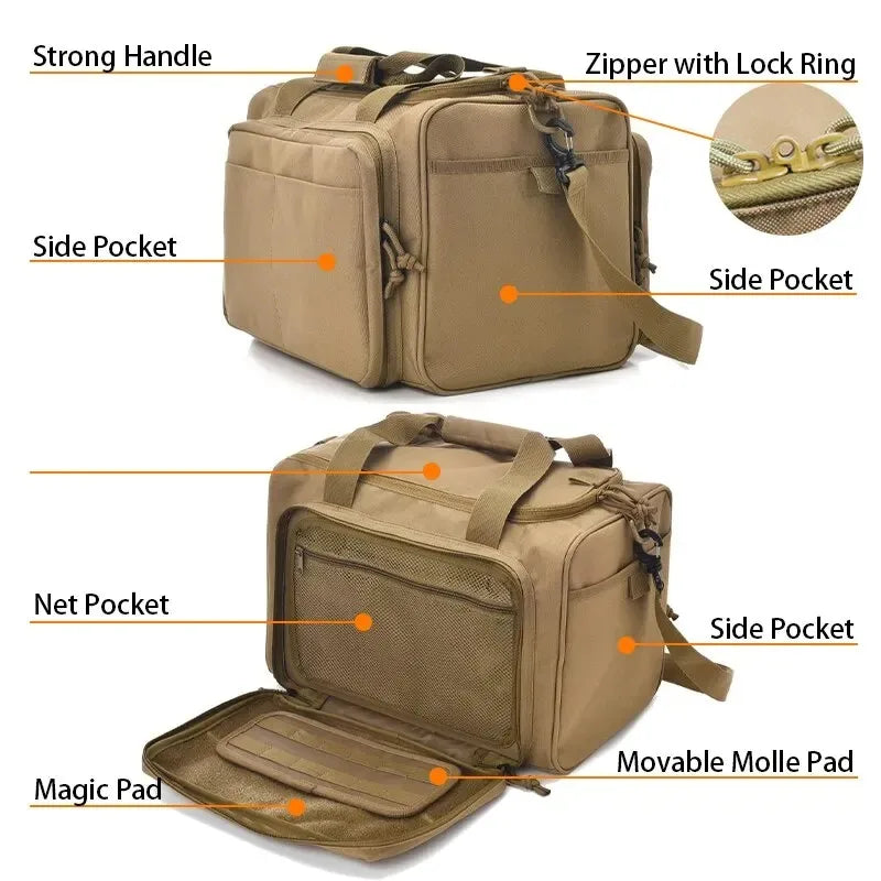 Gun Range Storage Bag with MOLLE System, Durable Shoulder Pack for Outdoor Equipment & Accessories