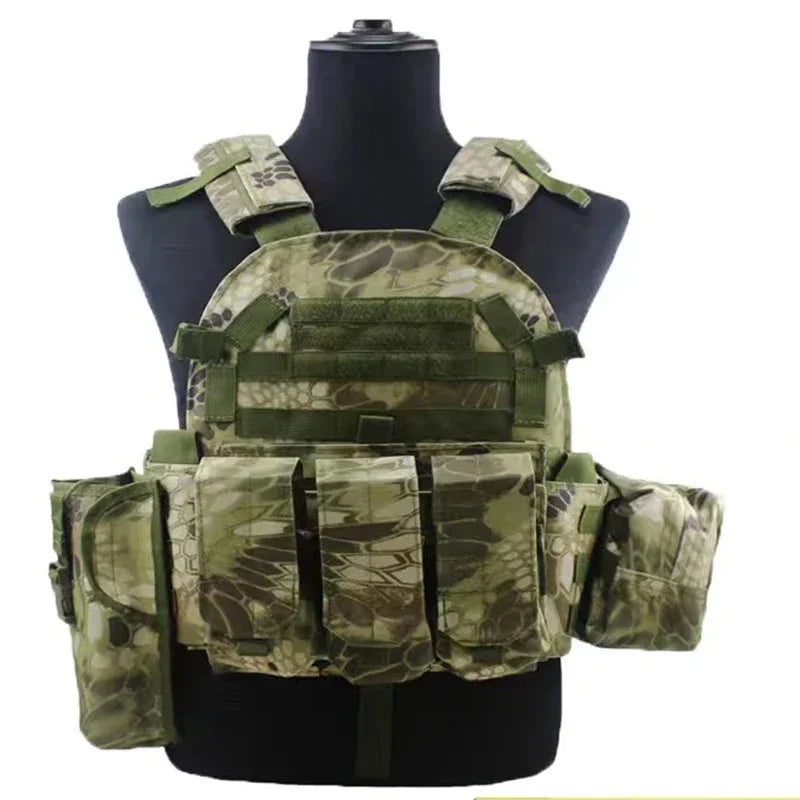 6094 Camouflage Plate Carrier Vest Multi-Functional Tactical Hunting Vest Adjustable Men Combat Equipment for Outdoor Cycling