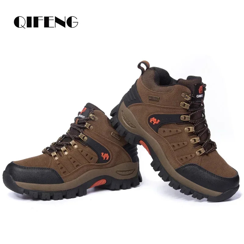 Large Size Outdoor Ankle Boots Men Non Slip Fashion Lace Up Climbing Leather Winter Cowboy Boots Trekking Hiking Footwear Summer