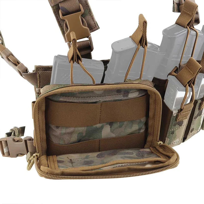 D3CRH Modular Chest Rig Multi Function Utility Panel MOLLE Hook Loop 5.56 9mm Mag Pouch Holder for Wargame Hunting Gear