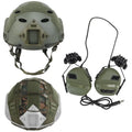 Tactical Airsoft Helmet Set with communication Headset Helmet Cover Adjustable Outdoor Hunting Gear for Cosplay Paintball Game