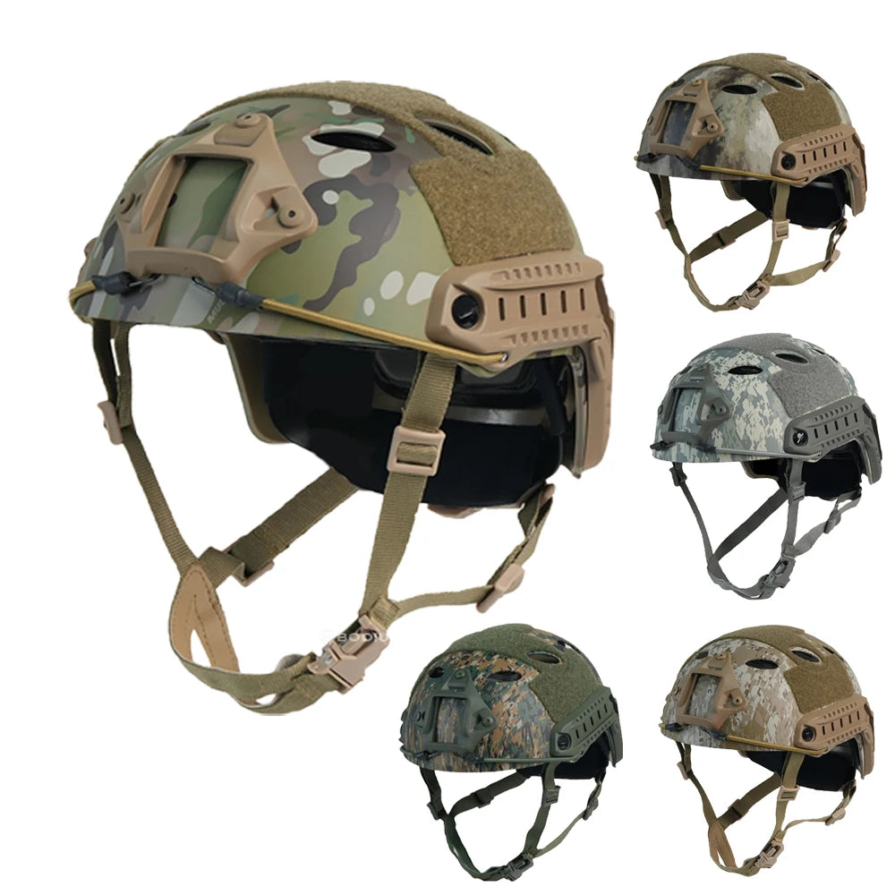 BOOIU Fast Tactical Helmets ABS Adjustable Knob Disguise CP Airsoft Helmet Outdoor Sports Hunting CS Military Protect Equipment