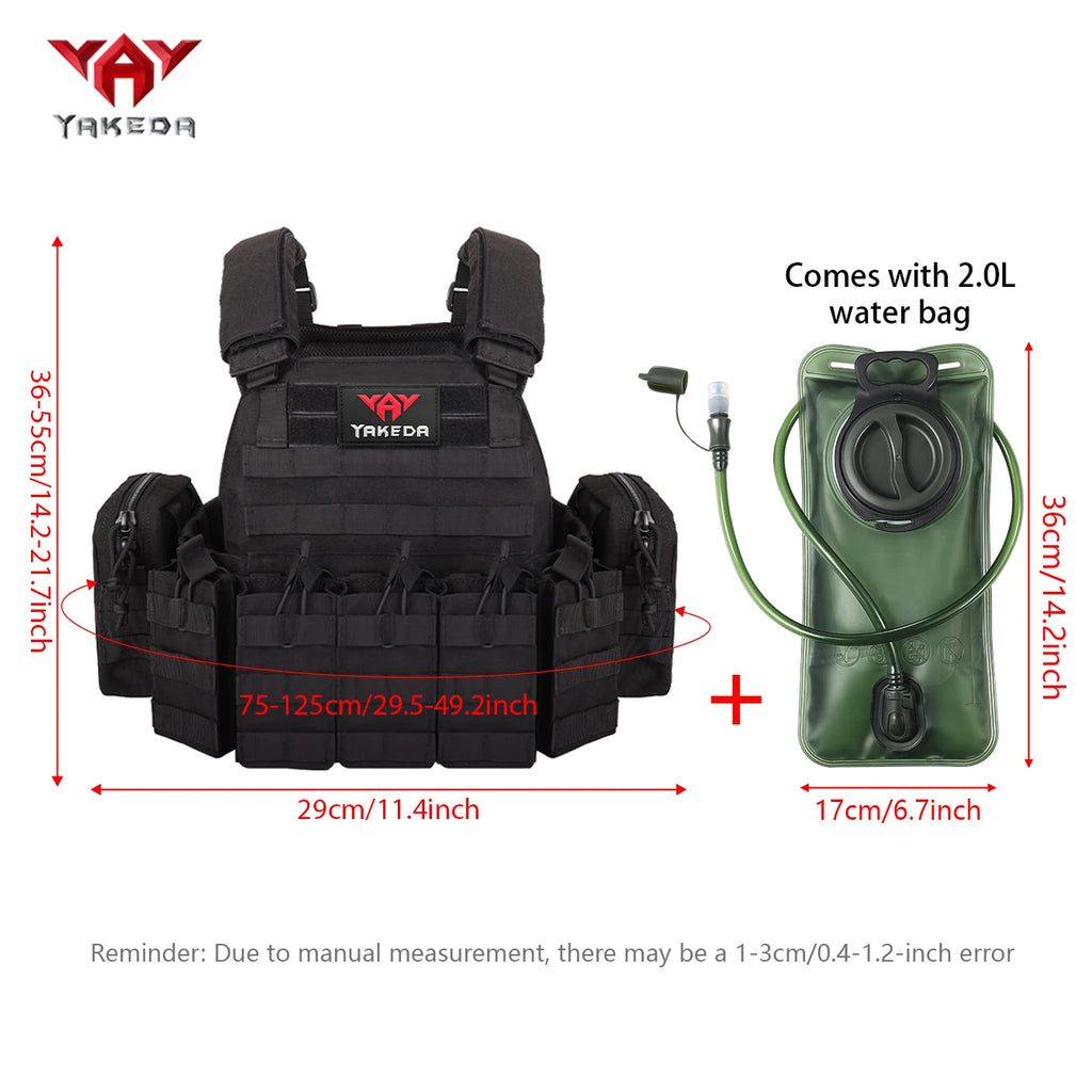 YAKEDAMOLLE Modular Hunting Tank Top, Comes with 2L Soft Water Bag, Adjustable Shoulder Strap with Multiple Device Bags