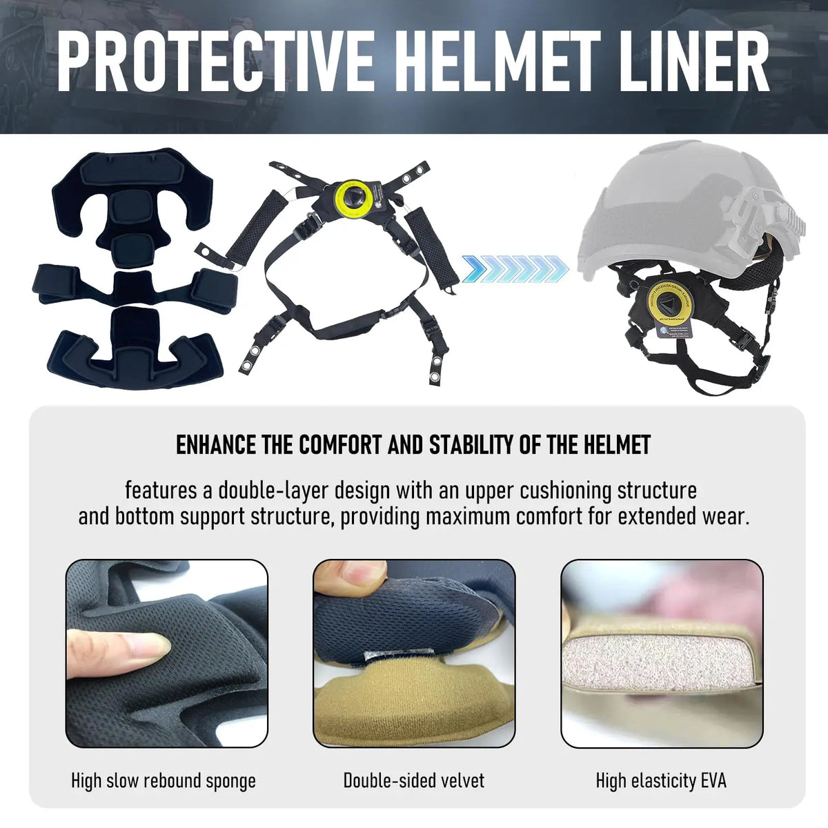 Wendy Helmet Suspension System Tactical Helmet Adjustable Lanyard FAST MICH Outdoor Hunting Helmet Accessory Spongy Pad