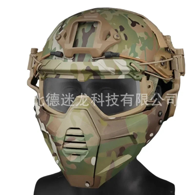 Tactical Helmet with Modular Face Shield and Camo Goggles Compatible with Ops-Core FAST Ballistic Helmet Outdoor Gear