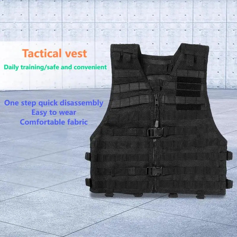 Outdoor tactical summer breathable mesh vest, duty duty quick release tactical vest, vest, pure black protective vest