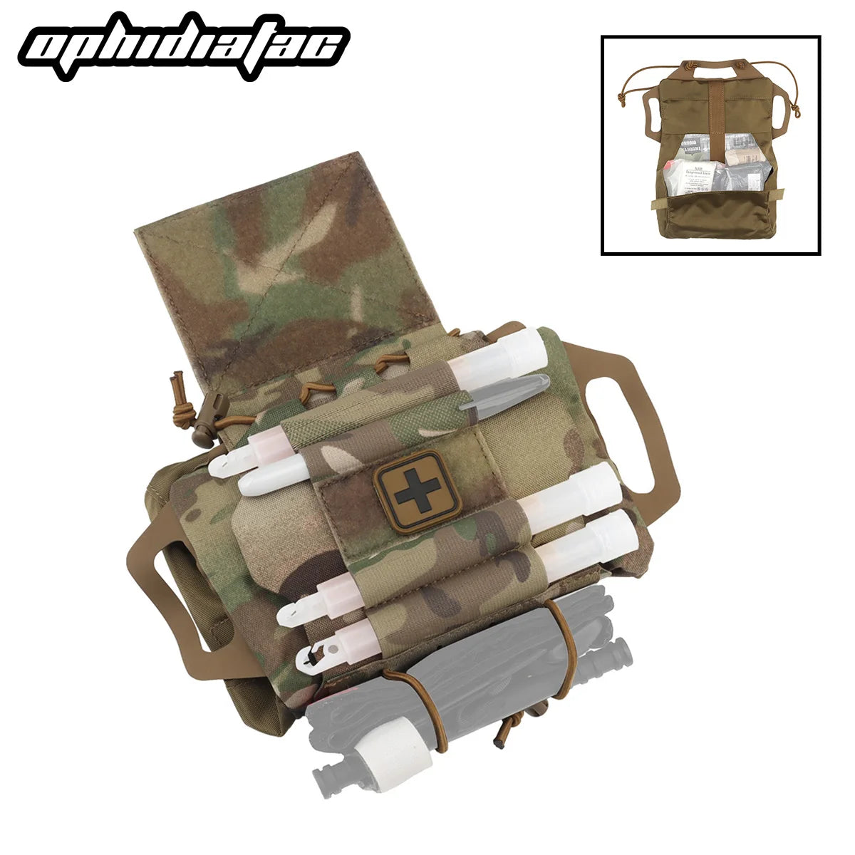 OPHIDIAN  First Aid Kit - MOLLE Compatible Hunting Hanging Bag Portable emergency supply storage for outdoor survival activities