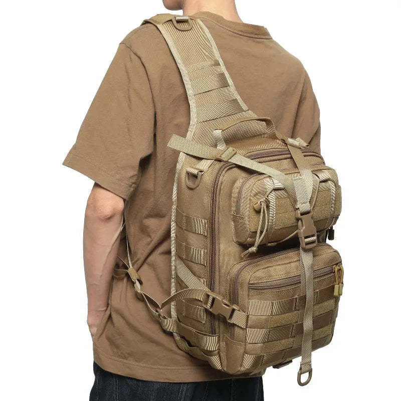 Tactical Satchel, Outdoor Shoulder Waterproof Camouflage Chest Bag, Military Fan Multi-functional Messenger Bag