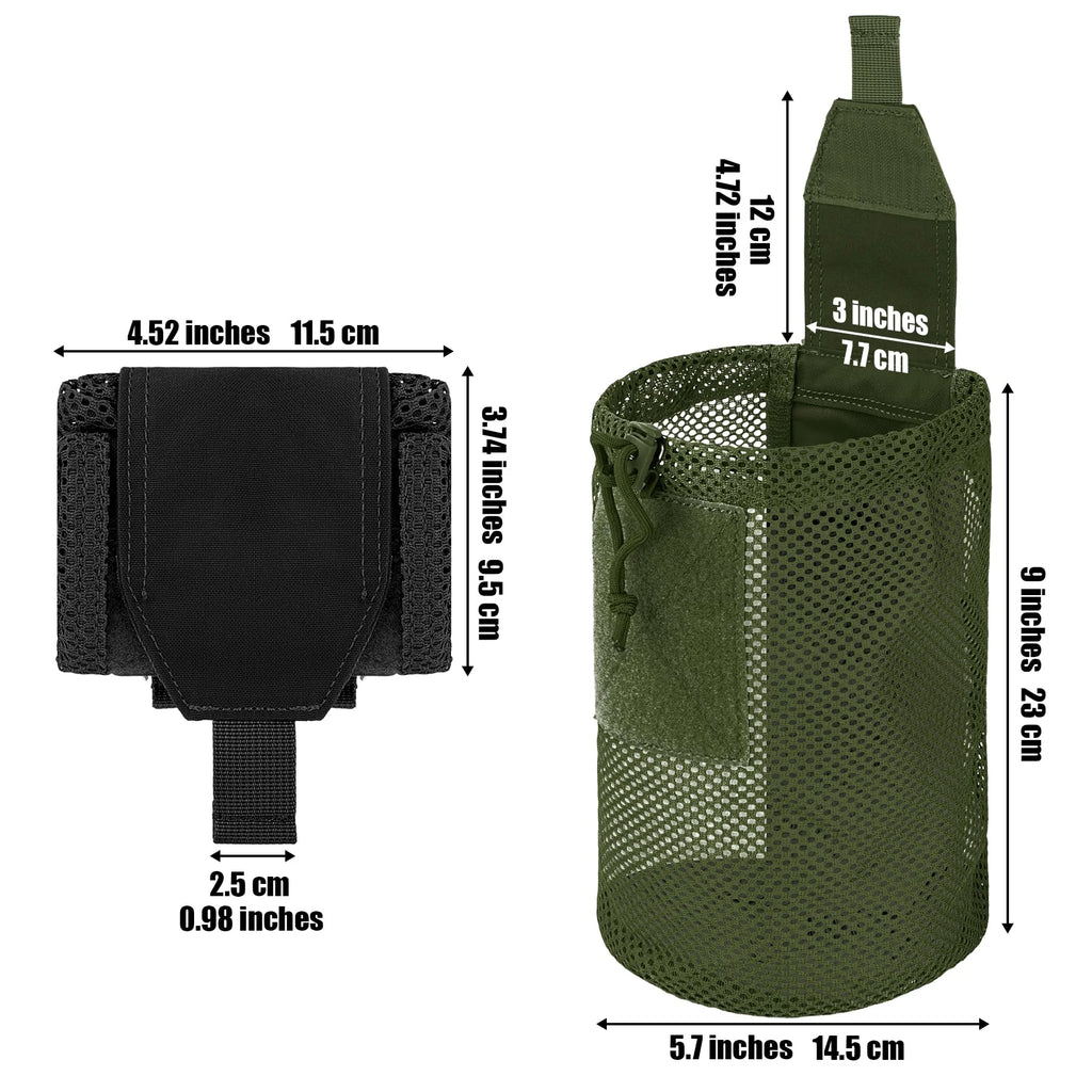 Tactical Molle Mesh Dump Pouch, Lightweight Compact Drawstring Foldable Recovery Mag Tool Pack, EDC Drop Storage Belt Bag