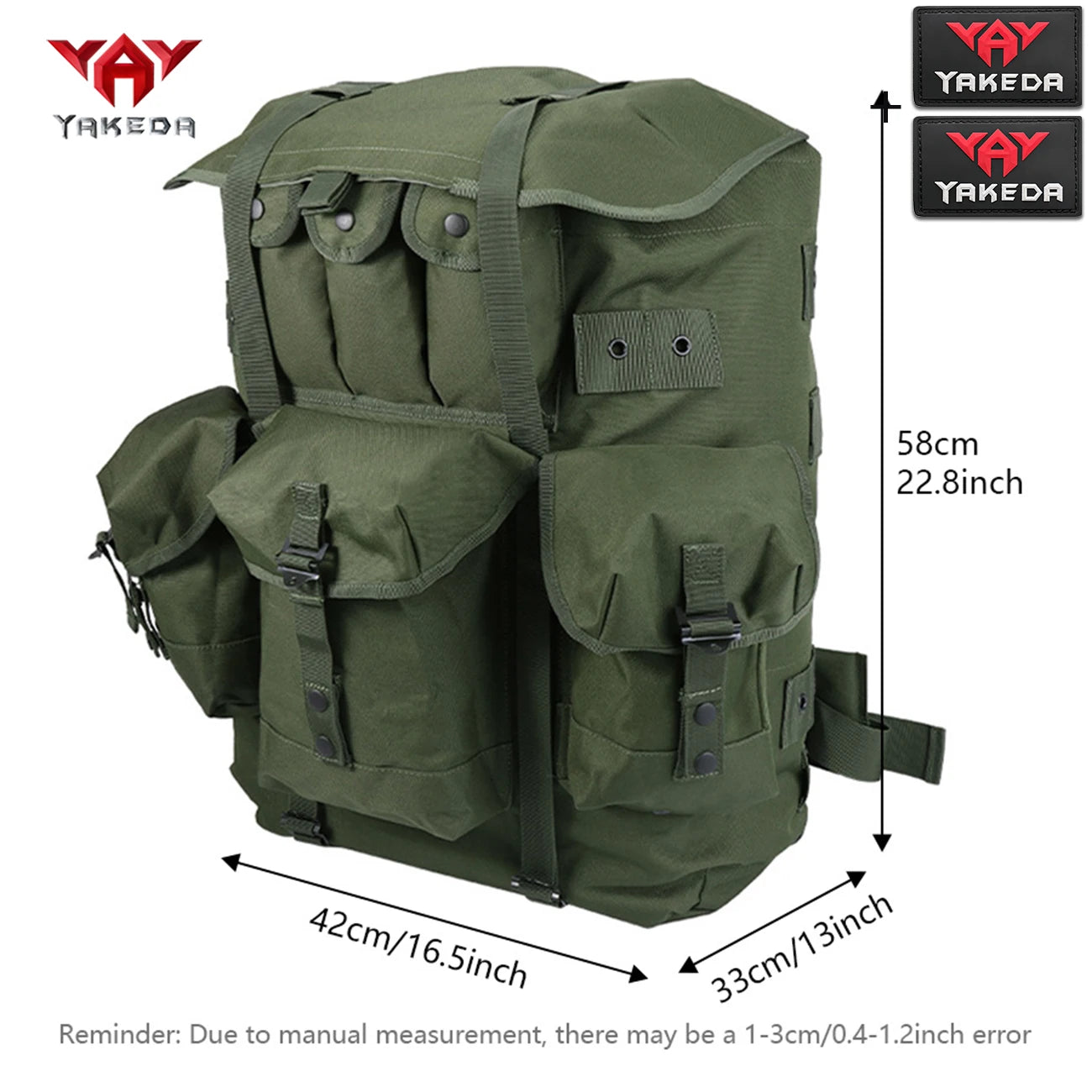 YAKEDA large capacity outdoor hunting backpack with metal frame, widened and thickened pressure reducing shoulder strap