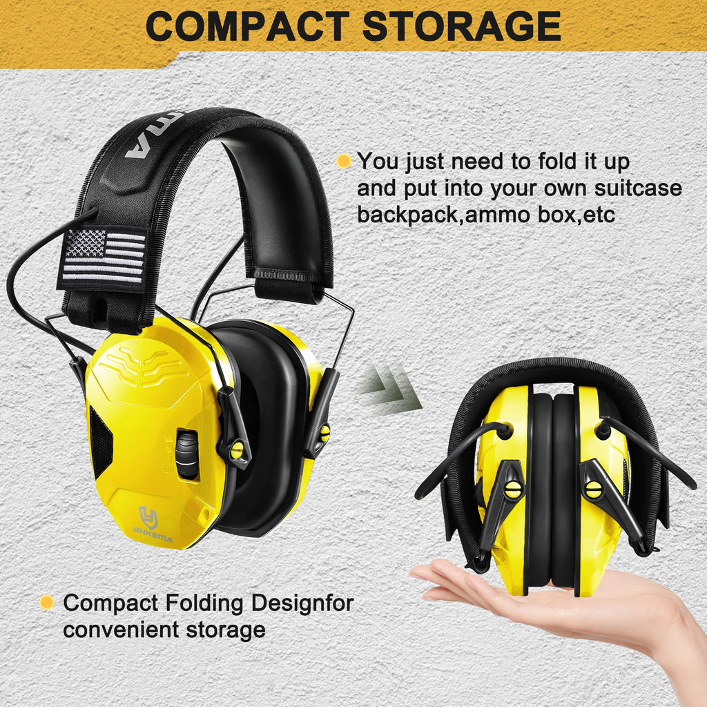 YHKEMA Portable Shooting Headset for Hearing Protection Ear Protection Tactical Earmuff with light headset case