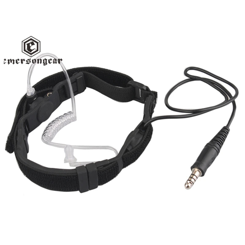 EMERSON Tactical Throat Microphone Walkie Talkie Microphones Airsoft Shooting Hunting Heavy Duty Mic Headphone