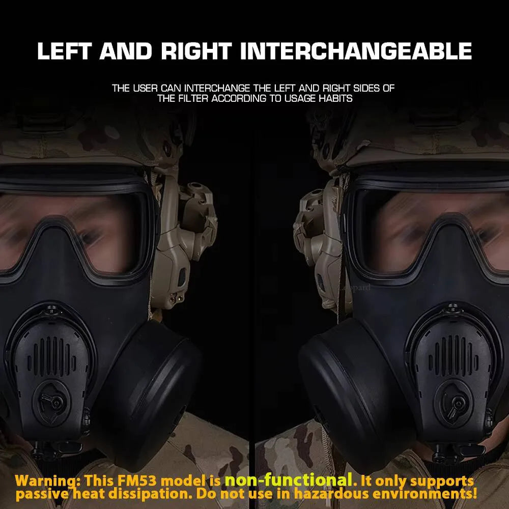 Non-Functional FM-53 Gas Mask simulation Model with Microphone & Heat Dissipation, Dummy Tactical Mask CS Cosplay Game Hunting