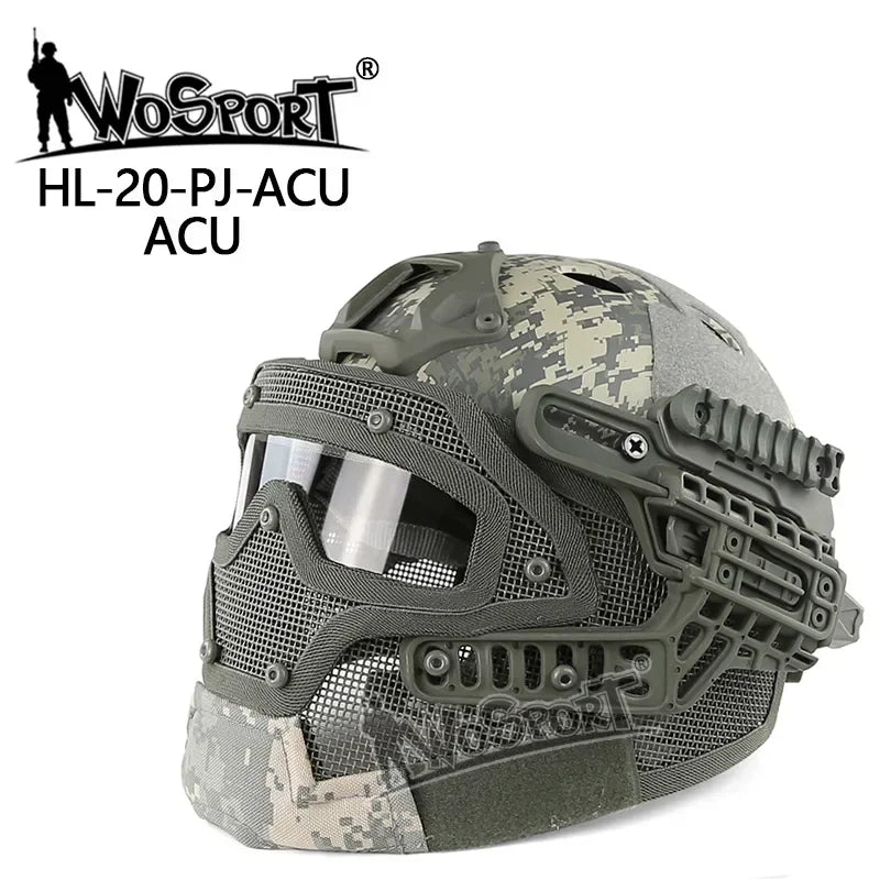 Full Covered Tactical Helmet HD Lens Airsoft Paintball Sports Protective Helmets  Combat CS Shooting Safety Helmet