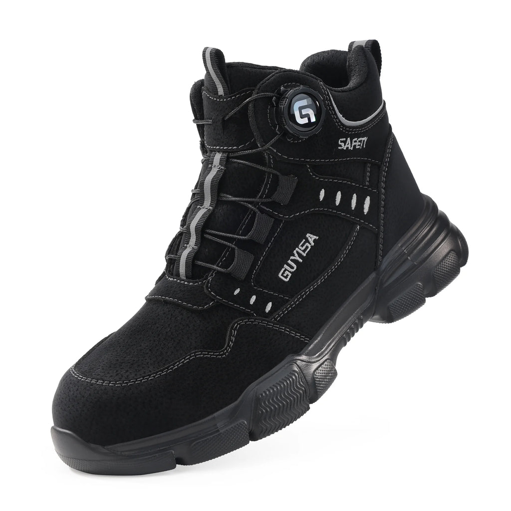 New 2025 Rotating Button Work Shoes Safety Sneakers Breathable Summer Male Boots Lightweight Indestructible Steel Toe Footwear
