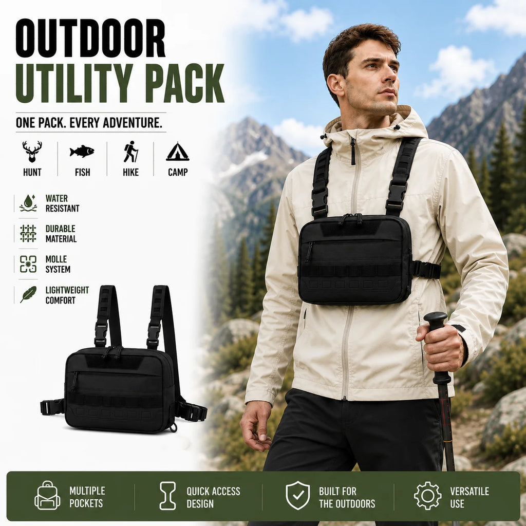 Tactical Chest Bag MOLLE Hunting Bag Fishing Pack Waist Bag Hunting Hiking Camping Outdoor Sports