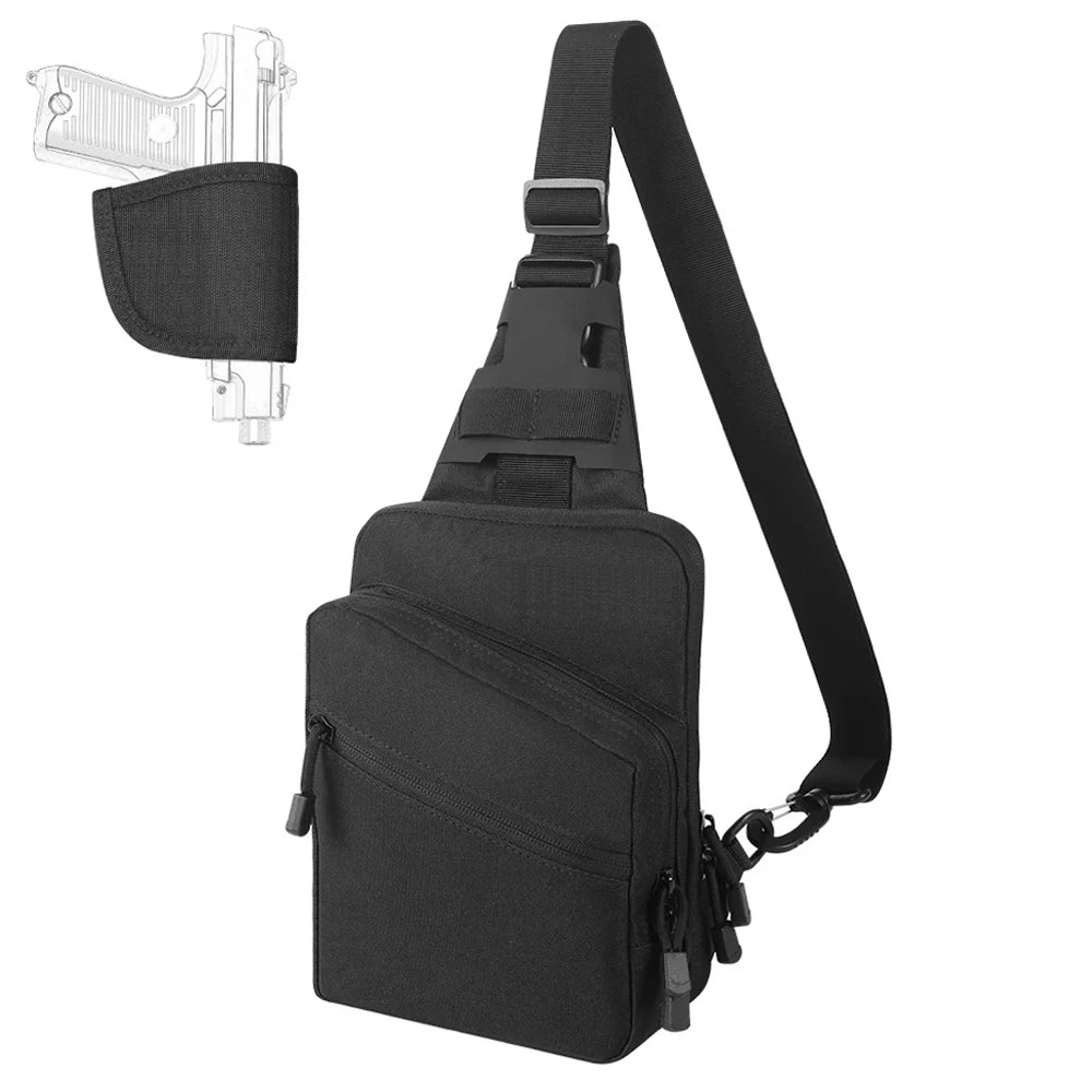 Concealed Carry Gun Bag Pistol Handgun Holster Outdoor Hunting Bag Crossbody Shoulder Pouch Chest Bag EDC Tools Storage Pouch