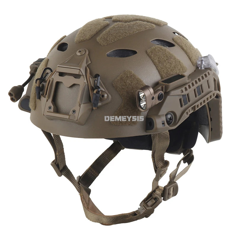 Tactical FAST SF Helmet Outdoor Hunting Shooting Airsoft Helmet Set Modular Integrated ARC Rail Battery Box with Signal Light