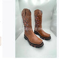 New Classic Denim Boots V-bottom Genuine Goodyear Handicraft Men's Boots Round Head Locomotive Boots Zapato De Hombre 35 48