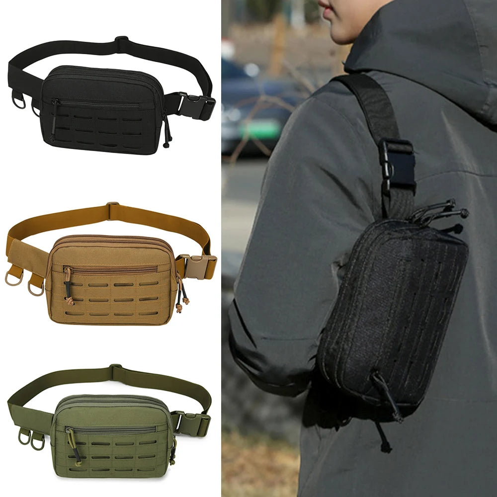 Tactical Molle Admin Pouch Utility EDC Organizer Bag Horizontal Modular Pouch Hunting Fanny Pack Adjustable Crossbody Sling Bag