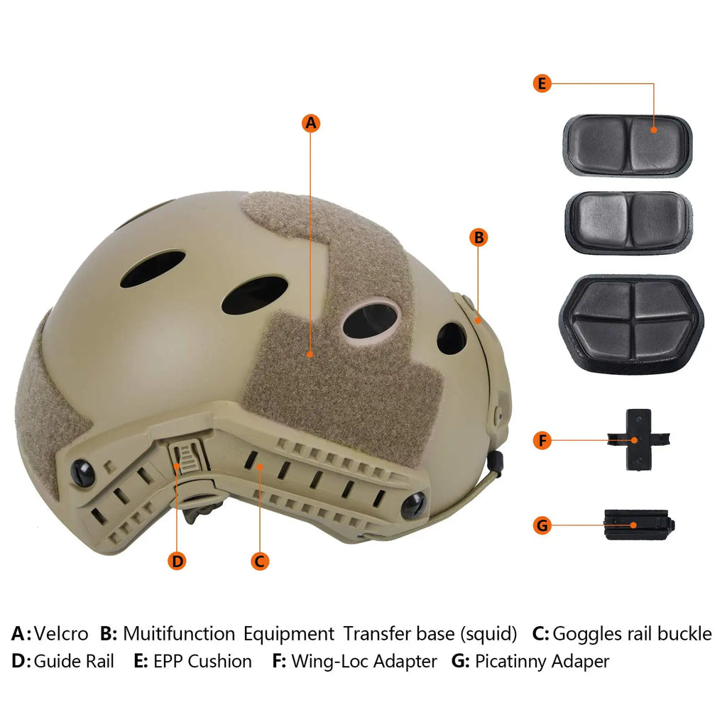 AQzxdc Fast Airsoft Helmet Set with Headset  Night Vision Goggles Signal Lights for Hunting Shooting Cosplay Tactical Equipment