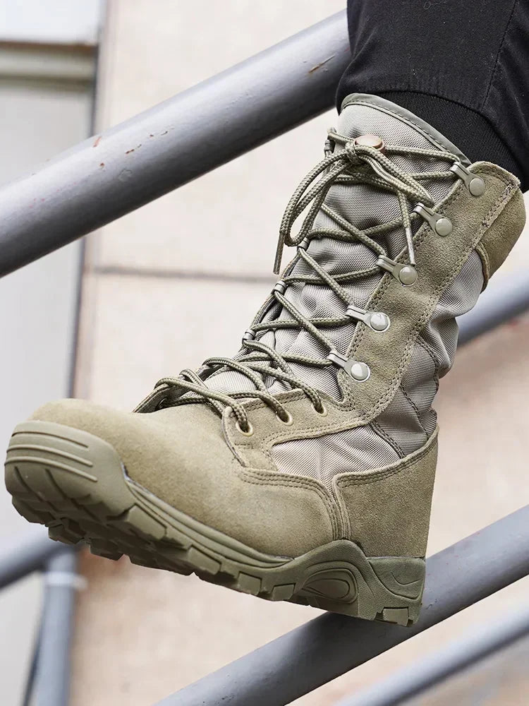 ZS High Top Hiking Boots Green Desert Boots Lightweight Training Shoes Outdoor Trekking Travel Camping Climbing Sports Sneakers