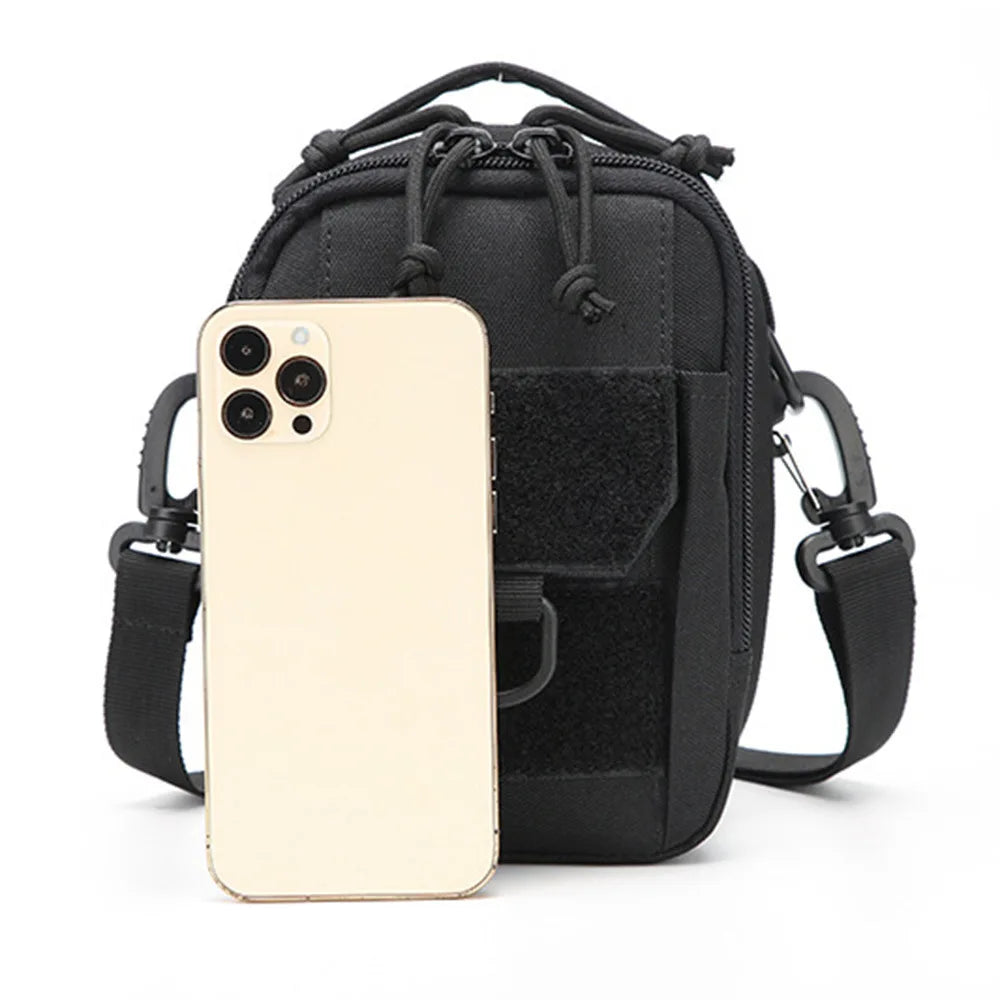 Outdoor Tactical Crossbody Double Layered Square Bag EDC Tool Molle Waist Bag Multifunctional Shoulder Bags
