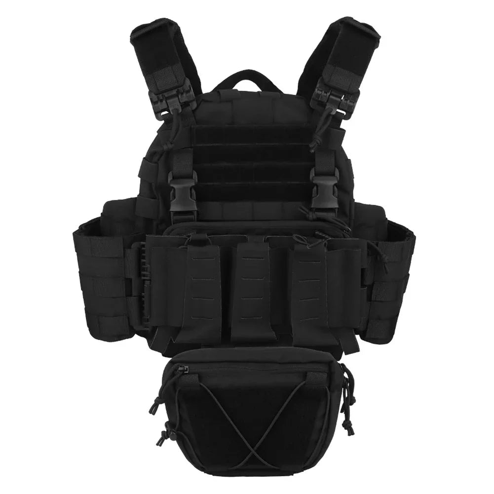 ARC Tactics Plate Carrier Vest with AR M4 Triple Mag Panel Quick-Release System & MOLLE Compatibility Combat Body Armor Carrier