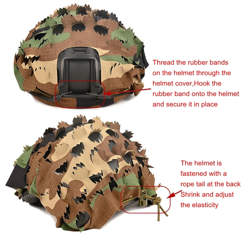 Tactical Helmet Cover Camouflage Fast Helmet Cover Adjustable Hunting Gear Paintball Equipment fit PJ BJ MH Fast