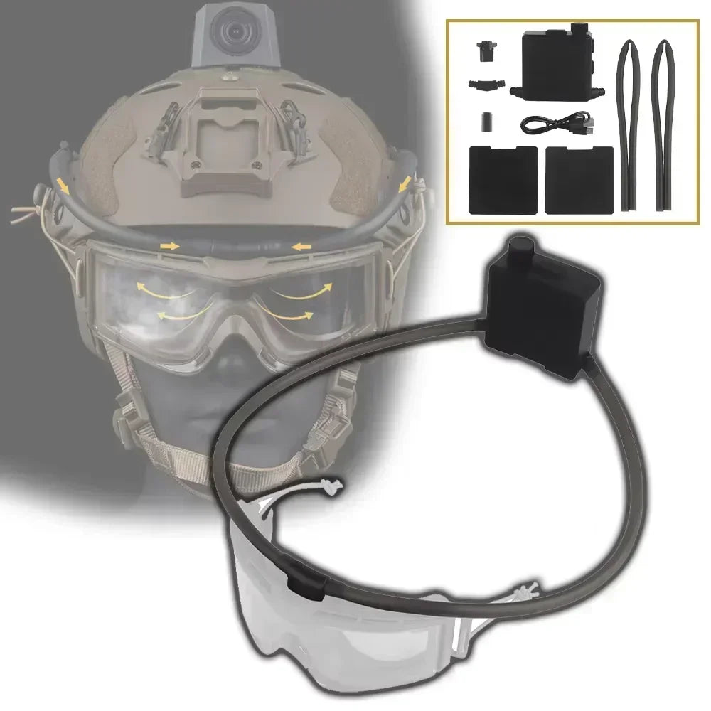 Cordless Airsoft Goggles Defogger Defogging Fan Anti-fog Pump on Tactical Helmet or Caps for Safety Glasses with Rubber Seal