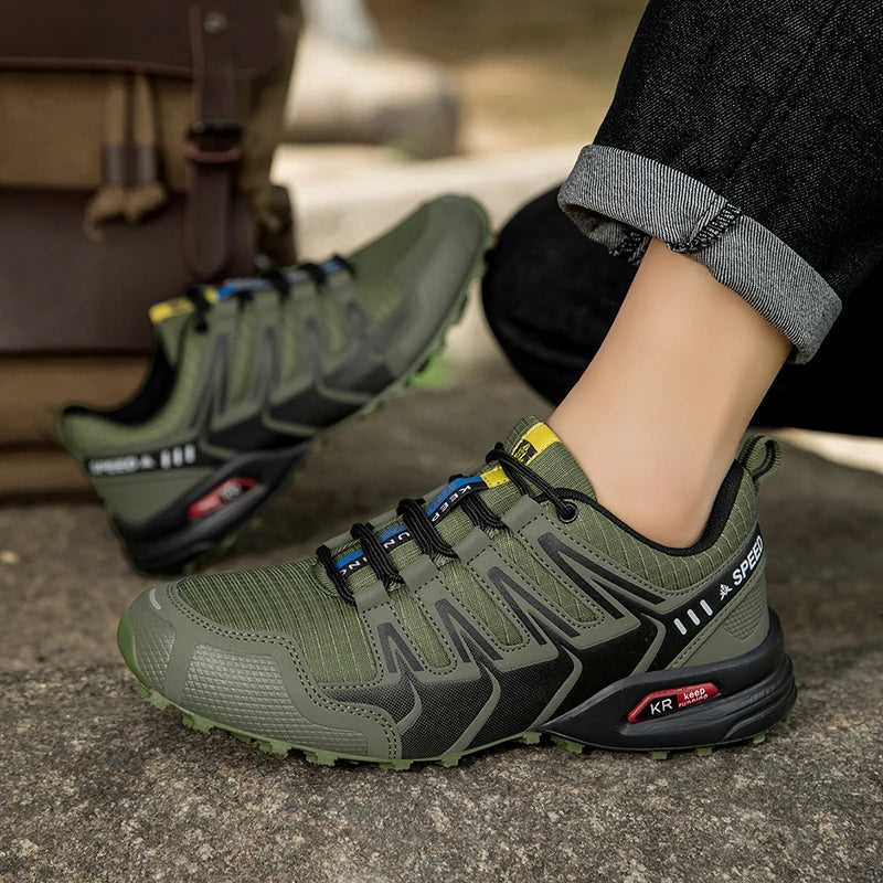 New Men's Waterproof Hiking Shoes Outdoor Sports Shoes Lace-up Hiking Shoes Non-Slip Tactical Hunting Shoes Men's Cycling Shoes