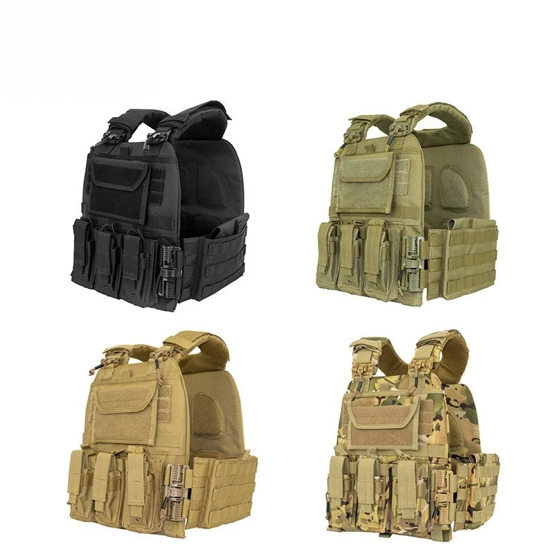 Quick Release Tactical Vest Multi Accessory Pouches Padded Plate Carrier For Airsoft Outdoor Training