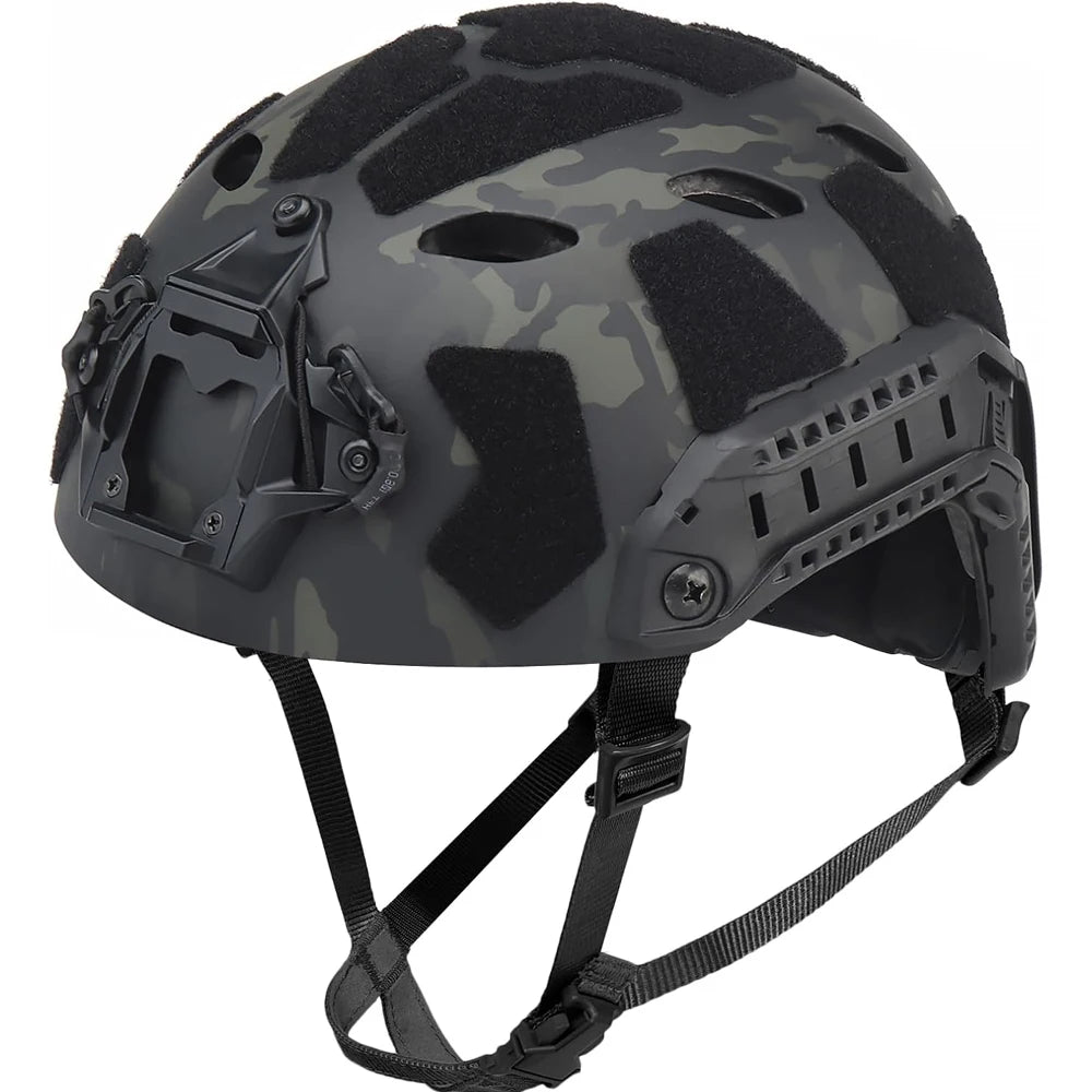 Tactical Helmet Set with Airsoft Helmet Tactical Half Face Mask Walkie Talkie Headset Survival Beacon Light for Outdoor Hunting