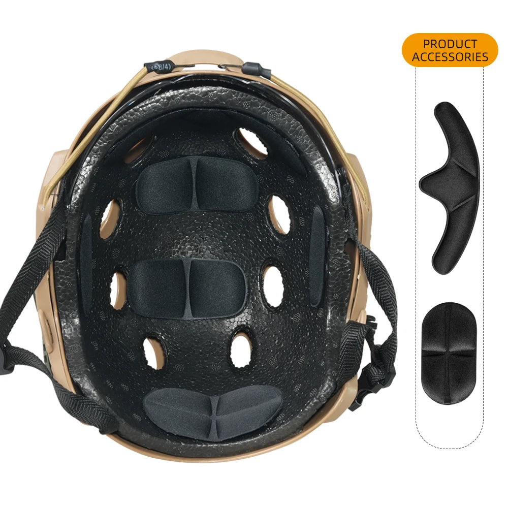 BOOIU Tactical Helmet Fast PJ Airsoft Helmet with Goggles ABS CS Riding Shooting Helmets Outdoor Sports Head Protection Gear