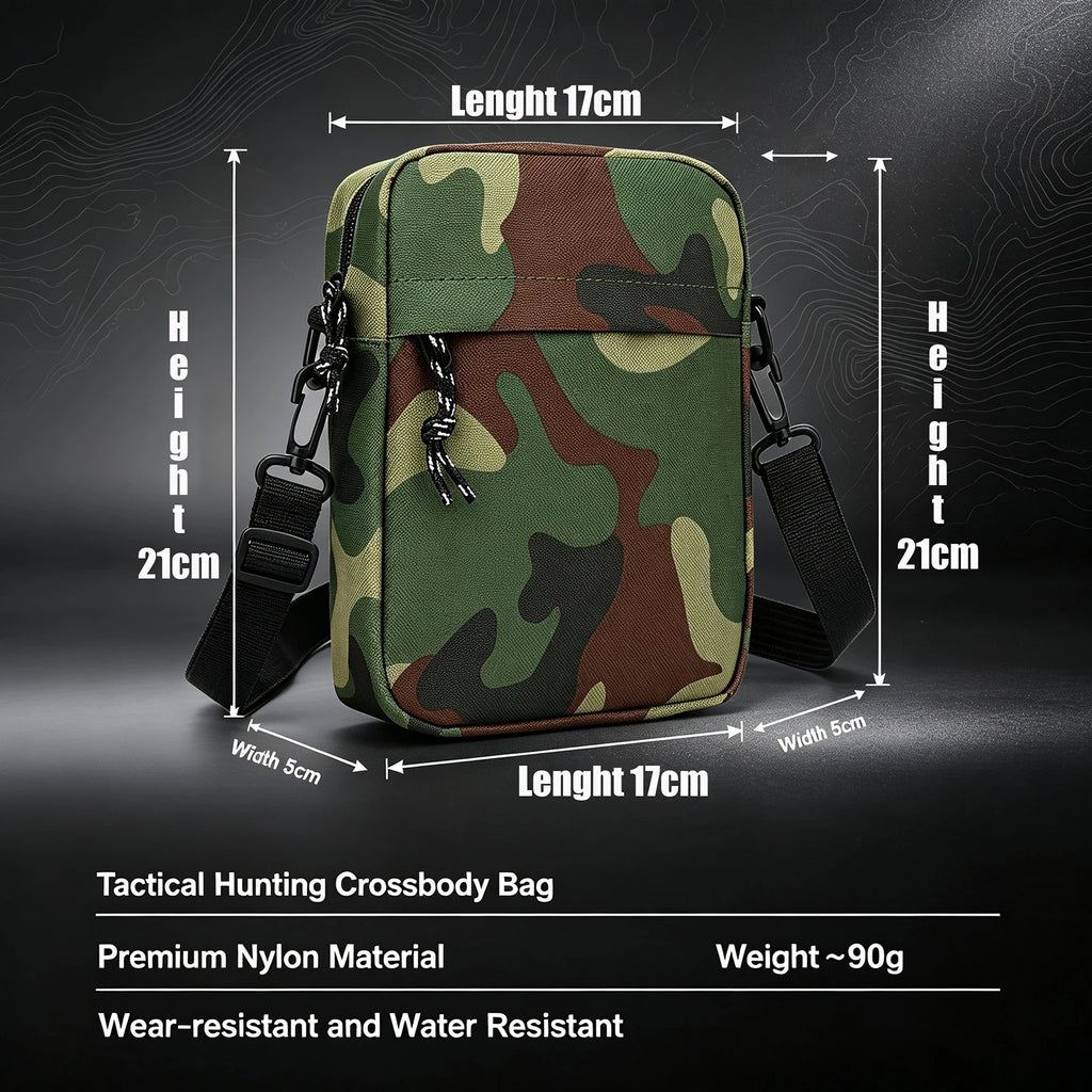 Hunting Bag Lightweight Portable Water Resistant Nylon Camouflage Crossbody Bag Outdoor Camping Hiking With Zipper Sling Bag