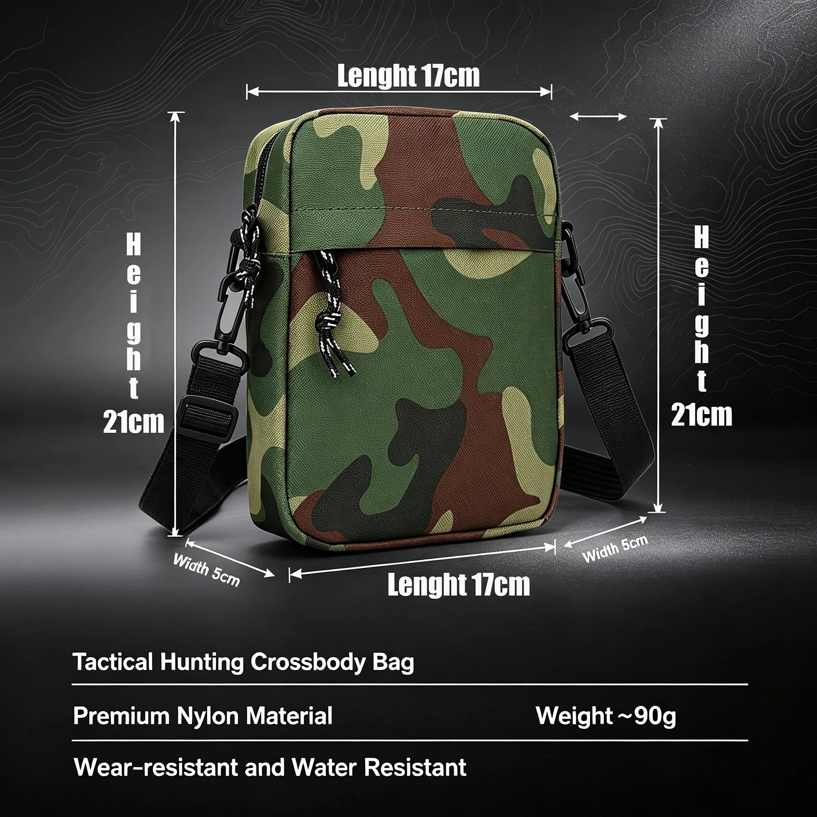 Hunting Bag Lightweight Portable Water Resistant Nylon Camouflage Crossbody Bag Outdoor Camping Hiking With Zipper Sling Bag