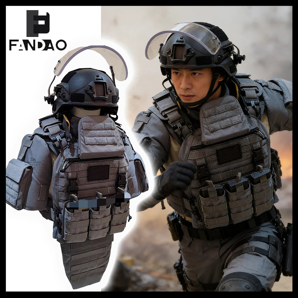 Tactical Full Vest Airsoft Full Protective Heavy-Duty Vest With Neck Throat Protector Shoulder Pads For CS Hunting Shooting