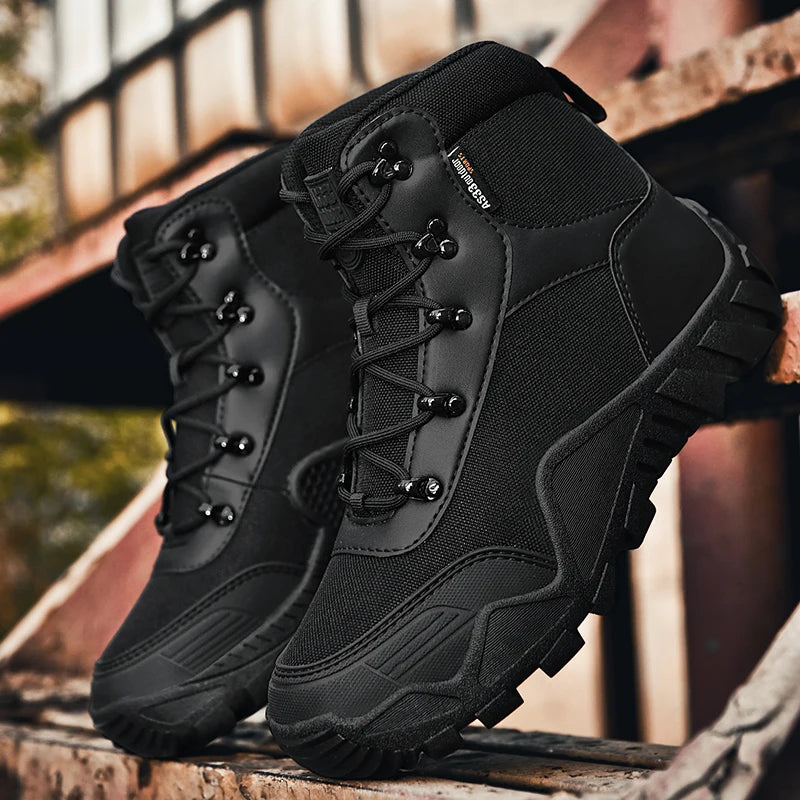 Outdoor Men Combat Desert Army Boots Waterproof Hiking Boots Tactical Hunting Boots Men Climbing Trekking Boots Plus Size 39-47
