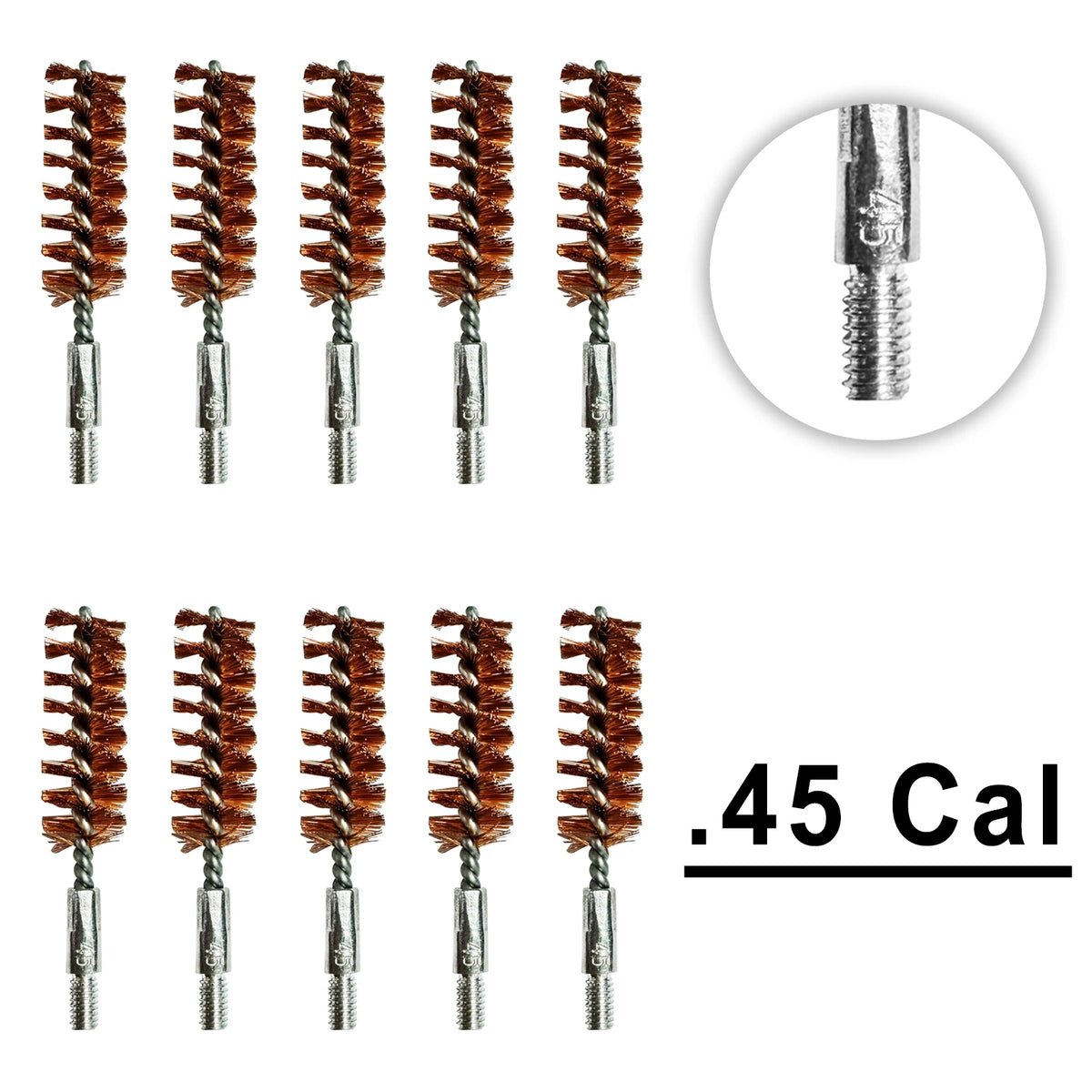 10 Pack Bronze Bore Brush 12GA .17Cal .22Cal 9mm Cleaning Brush for Pistol Rifle Cleaning Kit Thread 5-40 8-32 5/16-27