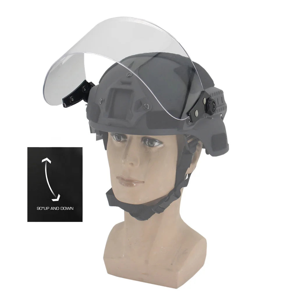 Tactical Helmet Flip Goggles Windshield Lens Riot Mask Airsoft Paintball FAST MICH Helmet CS Wargame Protection Goggles