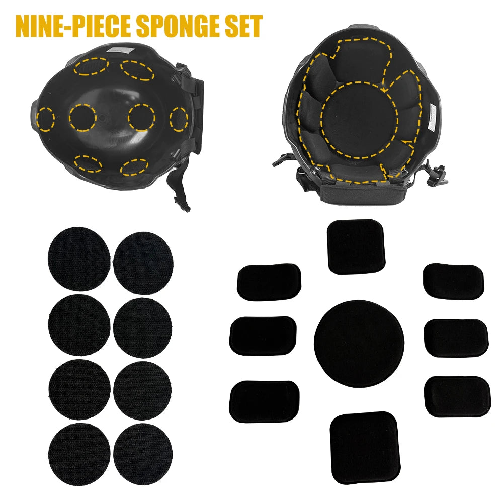 BOOIU Tactical Helmet Liner Sponge Set - 7pcs Standard / 7/9pcs Mickey Foam with 45 Hook & Loop