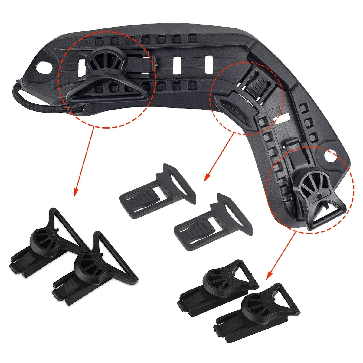 Tactical NV Rotating Clamp Helmet Rail Adapters Hunting Nylon Fast Goggles Rail Swivel Clips Set Adapter Helmet Accessories