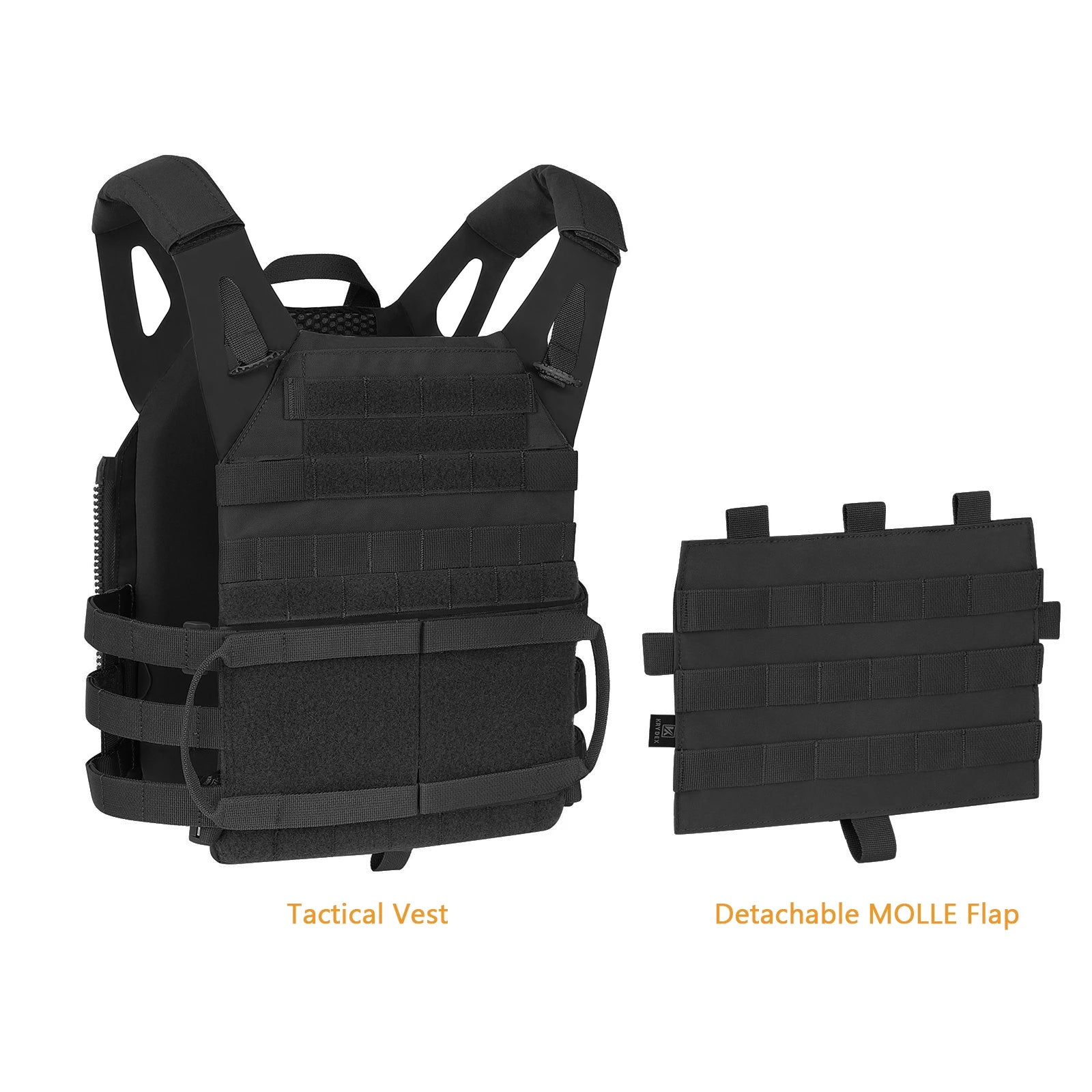 KRYDEX Tactical 500D JPC2.0 Vest Jumpable Body Armor Plate Carrier With Detachable Front Molle Panel For Airsoft Hunting Outdoor