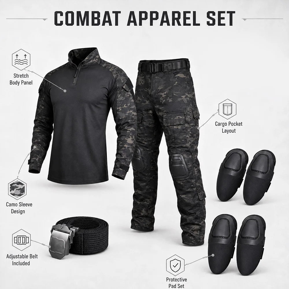 Men's Full Airsoft Combat Gear Set Combat Vest Set with PJ FAST Helmet for CS Wargame Paintball Cosplay Role Play Training