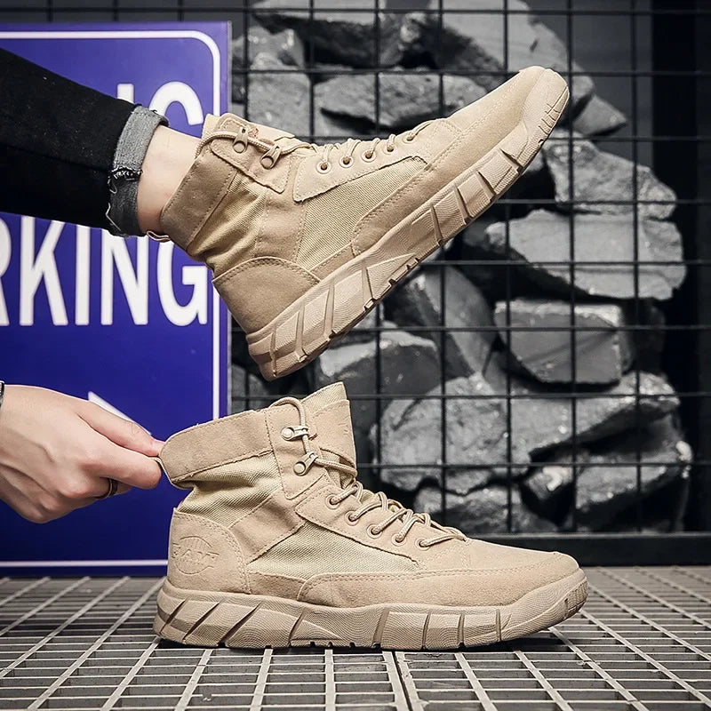 Combat Boots Khaki Desert Brown Shoes Lightweight Training Boots Hiking Boots for Man's Tactical Boot Outdoor Hiking Shoes