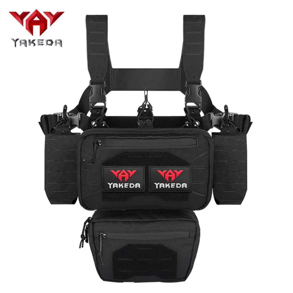 YAKEDA modular chest hanging hunting vest with quick release buckle and laser cutting MOLLE suitable for outdoor sports