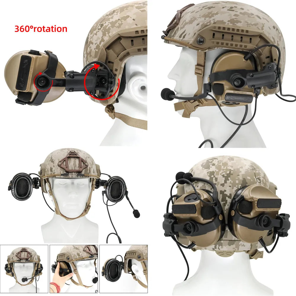 TS TAC-SKY Tactical Headset Set With ARC Rail Adapter And Removable Headband For Hearing Protection Hunting Shooting